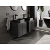 Mexen Rivel Badezimmer-Unterschrank 50 cm mit Arbeitsplatte, 1 Schublade, gerillt, schwarz matt - 91A20-05047-1-BFC71