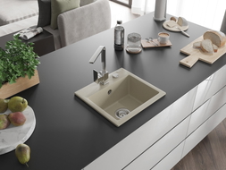 Mexen Milo Granitspüle 1-Becken mit Küchenarmatur Rita, beige - 6505-69-670300-00