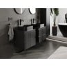 Mexen Rivel Badezimmer-Unterschrank 50 cm mit Platte, 2 Schubladen, geriffelt, schwarz matt - 91A20-05047-2-BFFC71