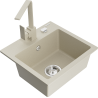 Mexen Milo Granitspüle 1-becken mit Küchenarmatur Rita, beige - 6505-69-670300-69