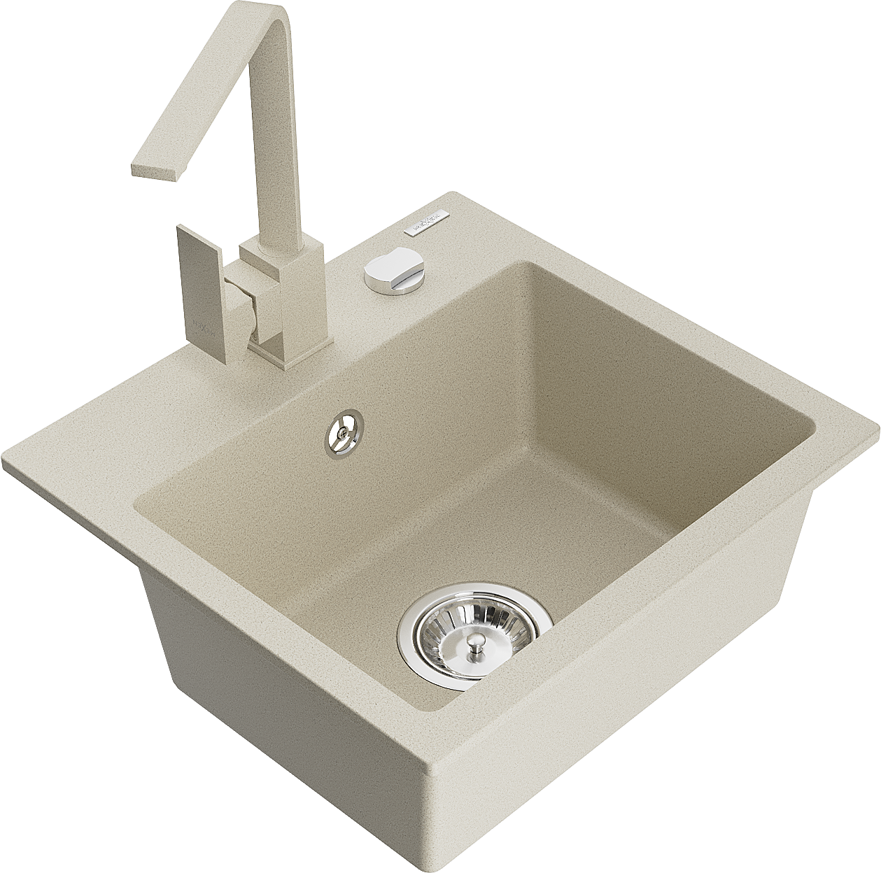 Mexen Milo 1-Becken-Granit-Spüle mit Mischbatterie Rita, Beige - 6505-69-670300-69