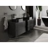 Mexen Rivel Badezimmer-Unterschrank 60 cm mit Platte, 2 Schubladen, gerillt, schwarz matt - 91A20-06047-2-BFFC71