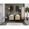 Mexen Rivel Badezimmer-Unterschrank 60 cm mit Arbeitsplatte, 2 Schubladen, geriffelt, Eiche - 91A20-06047-2-BFFC81