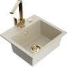 Mexen Milo Granitspüle 1-beckig mit Küchenarmatur Rita, beige - 6505-69-670300-50