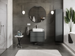 Mexen Rivel Badschrank unter dem Waschbecken 70 cm mit Platte, 2 Schubladen, geriffelt, Graphit matt - 91A20-07047-2-BFFC66