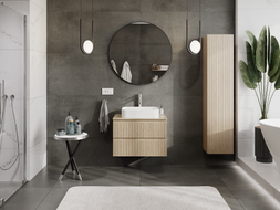 Mexen Rivel Badezimmerschrank unter Waschbecken 70 cm mit Arbeitsplatte, 2 Schubladen, gerillt, Eiche - 91A20-07047-2-BFFC81