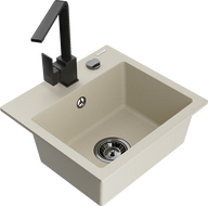 Mexen Milo Granitspüle 1-Becken mit Küchenarmatur Rita, Beige - 6505-69-670300-70