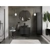 Mexen Rivel Badezimmerschrank 80 cm mit Waschbeckenplatte, 2 Schubladen, geriffelt, schwarz matt - 91A20-08047-2-BFFC71
