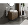 Mexen Rivel Badezimmerunterschrank 80 cm mit Platte, 2 Schubladen, geriffelt, Nussbaum - 91A20-08047-2-BFFC86