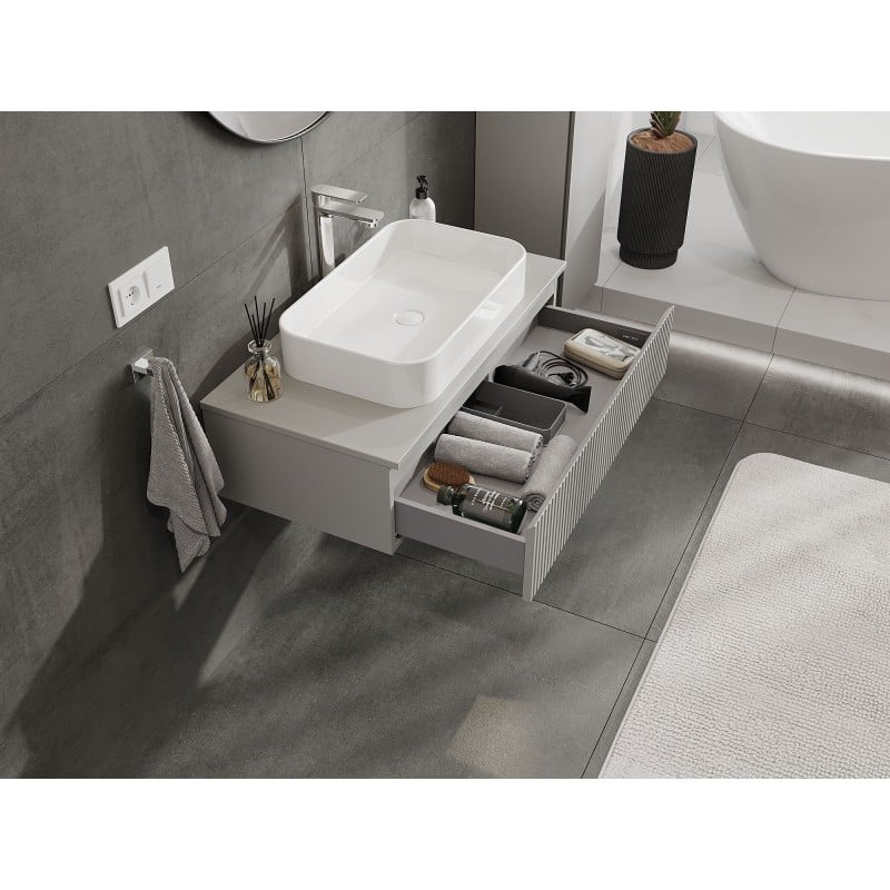 Mexen Rivel 90 cm Unterschrank mit Waschtischplatte, 1 Schublade, geriffelt, grau matt - 91A20-09023-1-BFC62