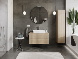Mexen Rivel Badezimmer-Unterschrank 90 cm mit Arbeitsplatte, 2 Schubladen, geriffelt, Eiche - 91A20-09047-2-BFFC81