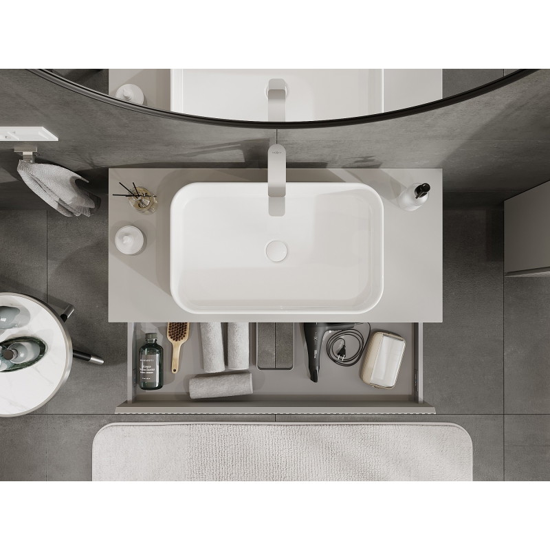 Mexen Rivel Badezimmerschrank unter Waschbecken 100 cm mit Platte, 1 Schublade, geriffelt, grau matt - 91A20-10023-1-BFC62