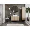 Mexen Rivel Badezimmerschrank unter Waschbecken 100 cm mit Ablage, 1 Schublade, geriffelt, Eiche - 91A20-10047-1-BFC81
