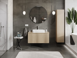 Mexen Rivel Badezimmerschrank unter dem Waschbecken 100 cm mit Arbeitsplatte, 1 Schublade, gerillt, Eiche - 91A20-10047-1-BFC81