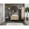 Mexen Rivel Badezimmerschrank unter Waschbecken 100 cm mit Arbeitsplatte, 2 Schubladen, gerillt, Eiche - 91A20-10047-2-BFFC81