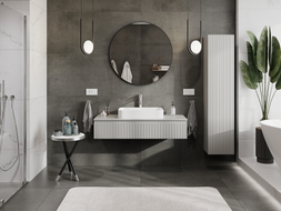Mexen Rivel Badezimmerschrank für das Waschbecken, 120 cm mit Arbeitsplatte, 1 Schublade, geriffelt, mattgrau