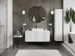 Mexen Rivel Badschrank unter Waschbecken 120 cm mit Arbeitsplatte, 1 Schublade, gerillt, weiße Matt - 91A20-12047-1-BFC01