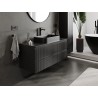 Mexen Rivel Badezimmerschrank unter dem Waschbecken 120 cm mit Arbeitsplatte, 2 Schubladen, geriffelt, schwarz matt
