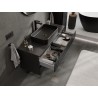 Mexen Rivel Badezimmerschrank unter dem Waschbecken 120 cm mit Arbeitsplatte, 2 Schubladen, geriffelt, schwarz matt