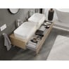 Mexen Rivel Badezimmerschrank für Waschtisch 140 cm mit Arbeitsplatte, 1 Schublade, geriffelt, Eiche - 91A20-14023-1-BFC81