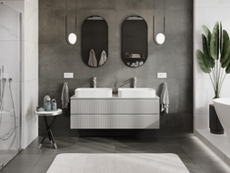 Mexen Rivel Badezimmer-Unterschrank 140 cm mit Arbeitsplatte, 2 Schubladen, geriffelt, grau matt - 91A20-14047-2-BFFC62