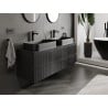 Mexen Rivel Badezimmerschrank 140 cm mit Arbeitsplatte, 2 Schubladen, geriffelt, schwarz matt - 91A20-14047-2-BFFC71