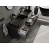 Mexen Rivel Badezimmerschrank 140 cm mit Arbeitsplatte, 2 Schubladen, geriffelt, schwarz matt - 91A20-14047-2-BFFC71