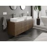 Mexen Rivel Badezimmerschrank 140 cm mit Platte, 2 Schubladen, geriffelt, Nussbaum - 91A20-14047-2-BFFC86
