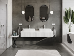 Mexen Rivel Badezimmerschrank 160 cm mit Platte, 1 Schublade, geriffelt, weiß matt - 91A20-16023-1-BFC01