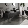 Mexen Rivel Badezimmerschrank unter dem Waschbecken 160 cm mit Arbeitsplatte, 1 Schublade, geriffelt, schwarz matt