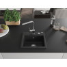 Mexen Milo Granitspüle 1-beckig mit Küchenarmatur Rita, schwarz/silber-metallic - 6505-73-670300-00