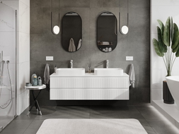 Mexen Rivel Badezimmer-Unterschrank 160 cm mit Arbeitsplatte, 2 Schubladen, geriffelt, mattweiß - 91A20-16047-2-BFFC01