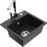 Mexen Milo Granitspüle 1-beckig mit Küchenarmatur Rita, schwarz/silber-metallic - 6505-73-670300-00
