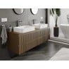 Mexen Rivel Badezimmerunterschrank 160 cm mit Platte, 2 Schubladen, geriffelt, Nuss - 91A20-16047-2-BFFC86