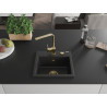 Mexen Milo Granitspüle 1-beckig mit Küchenarmatur Rita, schwarz/silber metallic - 6505-73-670300-50