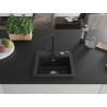 Mexen Milo Granitspüle 1-Becken mit Küchenarmatur Rita, Schwarz/Silber Metallic - 6505-73-670300-70