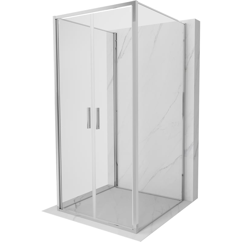 Mexen Exo-3S Duschkabine 3-seitig schwenkbar 80 x 80 cm, transparent, Chrom - 814-080-080-01-00-3S