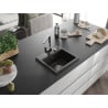 Mexen Milo granitspüle 1-becken mit Küchenarmatur Rita, schwarz/gold metallic - 6505-75-670300-00