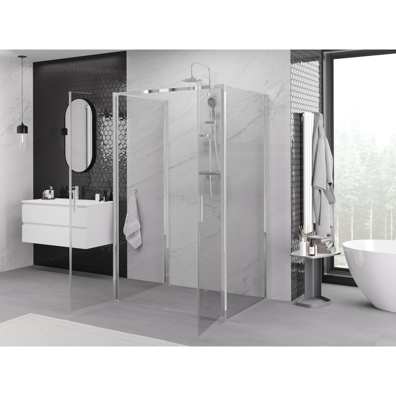 Mexen Exo-3S Duschenkabine, 3-seitig, Klappbar, 70 x 80 cm, Transparent, Chrom - 814-070-080-01-00-3S