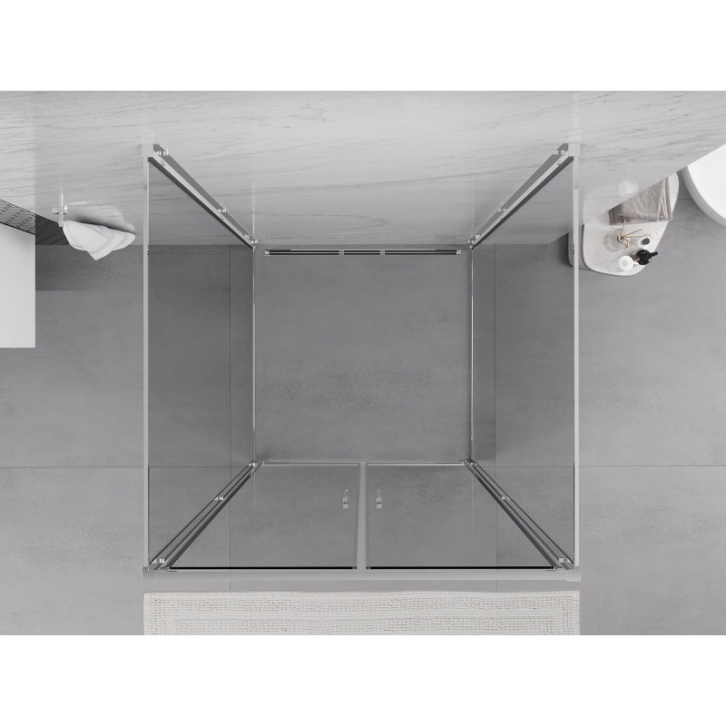 Mexen Exo-3S Duschkabine 3-seitig schwenkbar 80 x 80 cm, transparent, Chrom - 814-080-080-01-00-3S