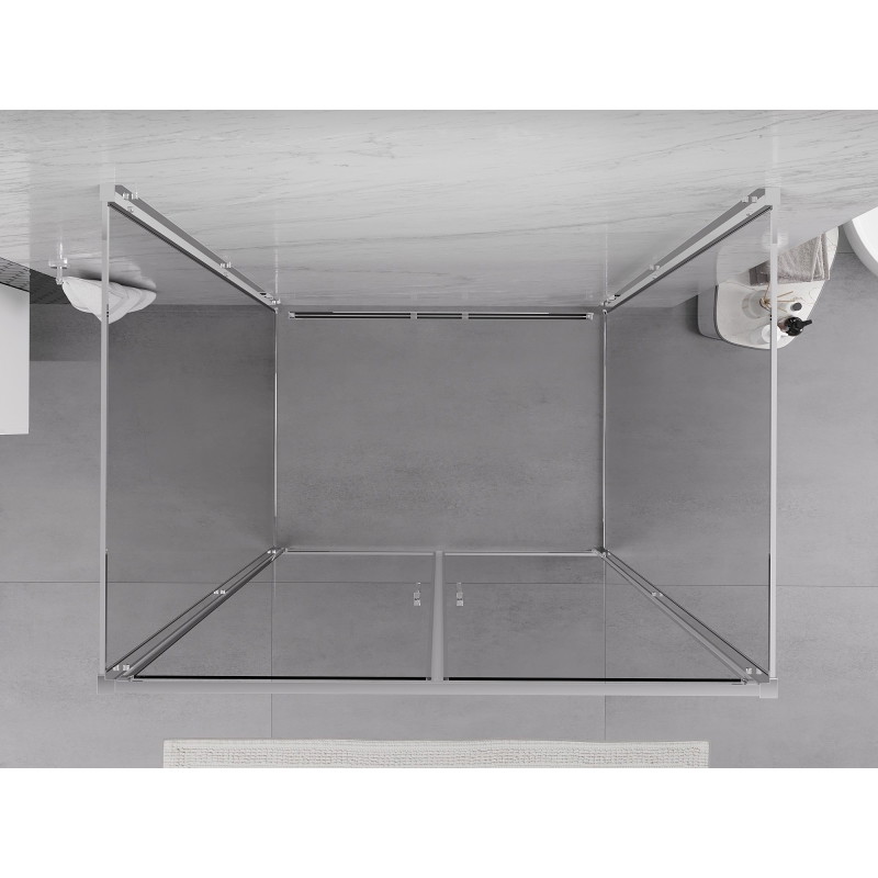Mexen Exo-3S 3-seitige, schwenkbare Duschkabine 90 x 80 cm, transparent, Chrom - 814-090-080-01-00-3S