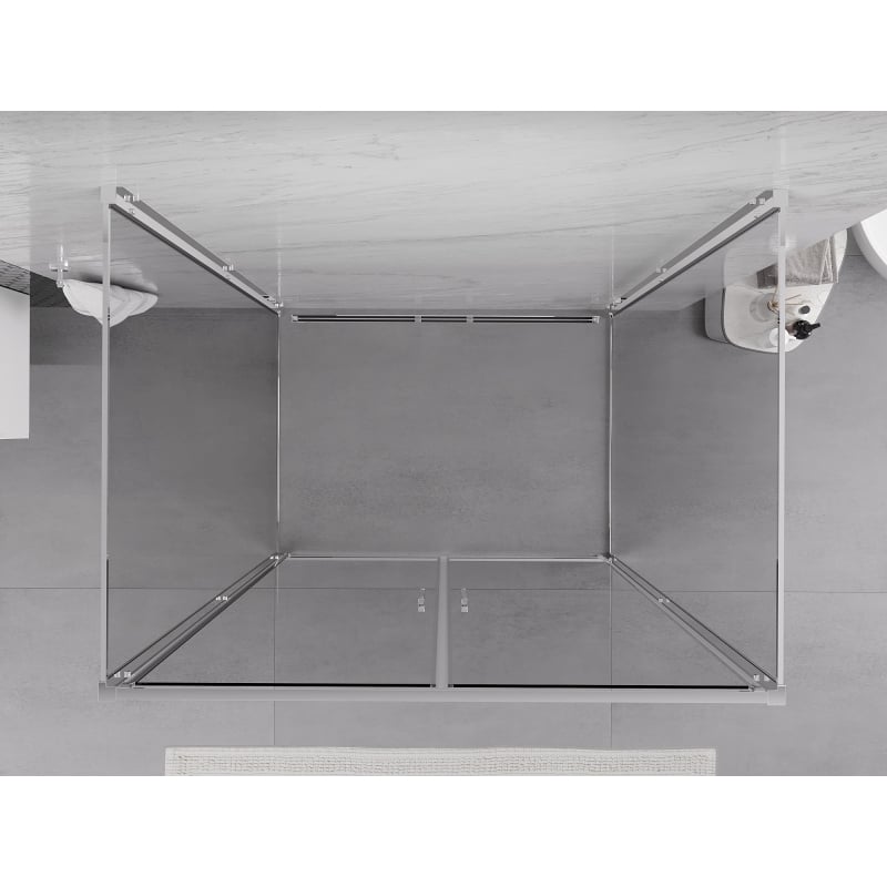 Mexen Exo-3S 3-seitige Duschkabine, Schwenktür 100 x 80 cm, transparent, Chrom - 814-100-080-01-00-3S