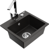 Mexen Milo granitspüle 1-becken mit Küchenarmatur Rita, schwarz/gold metallic - 6505-75-670300-00