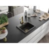 Mexen Milo Granitspüle 1-beckig mit Küchenarmatur Rita, Schwarz/Gold Metallic - 6505-75-670300-50