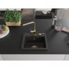 Mexen Milo Granitspüle 1-beckig mit Küchenarmatur Rita, Schwarz/Gold Metallic - 6505-75-670300-50