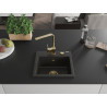 Mexen Milo Granitspüle ein Becken mit Küchenarmatur Rita, Schwarz/Gold Metallic - 6505-75-670300-50