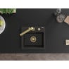 Mexen Milo Granitspüle 1-beckig mit Küchenarmatur Rita, Schwarz/Gold Metallic - 6505-75-670300-50