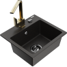 Mexen Milo Granitspüle 1-Becken mit Küchenarmatur Rita, schwarz/gold metallic - 6505-75-670300-50-B