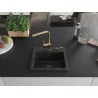 Mexen Milo Granitspüle 1-Kammer mit Küchenarmatur Rita, schwarz/goldener Metallic - 6505-75-670300-50-B