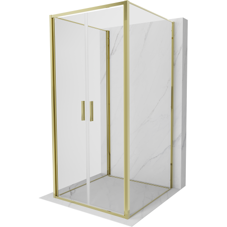 Mexen Exo-3S Duschkabine 3-seitig schwenkbar 80 x 80 cm, transparent, gold - 814-080-080-50-00-3S